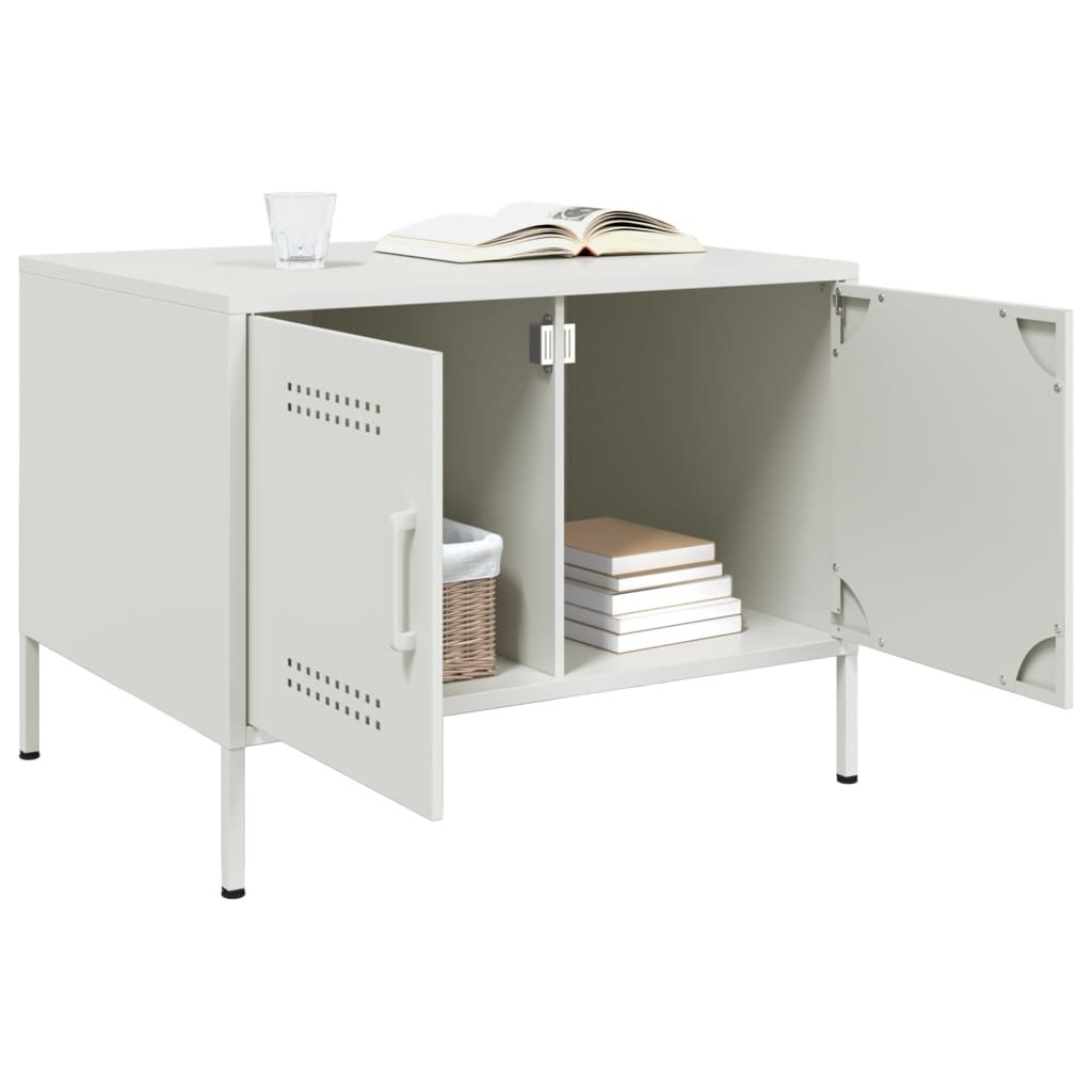 VidaXL Salontafel 68x50x50,5 cm koudgewalst staal wit