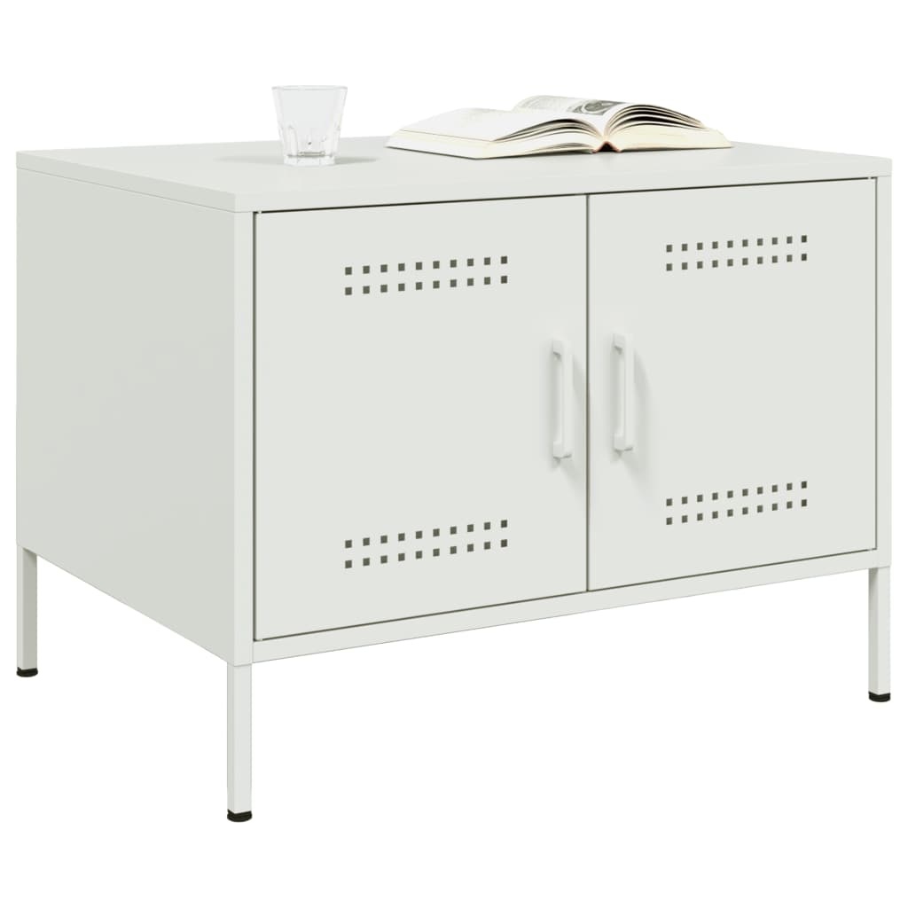 VidaXL Salontafel 68x50x50,5 cm koudgewalst staal wit