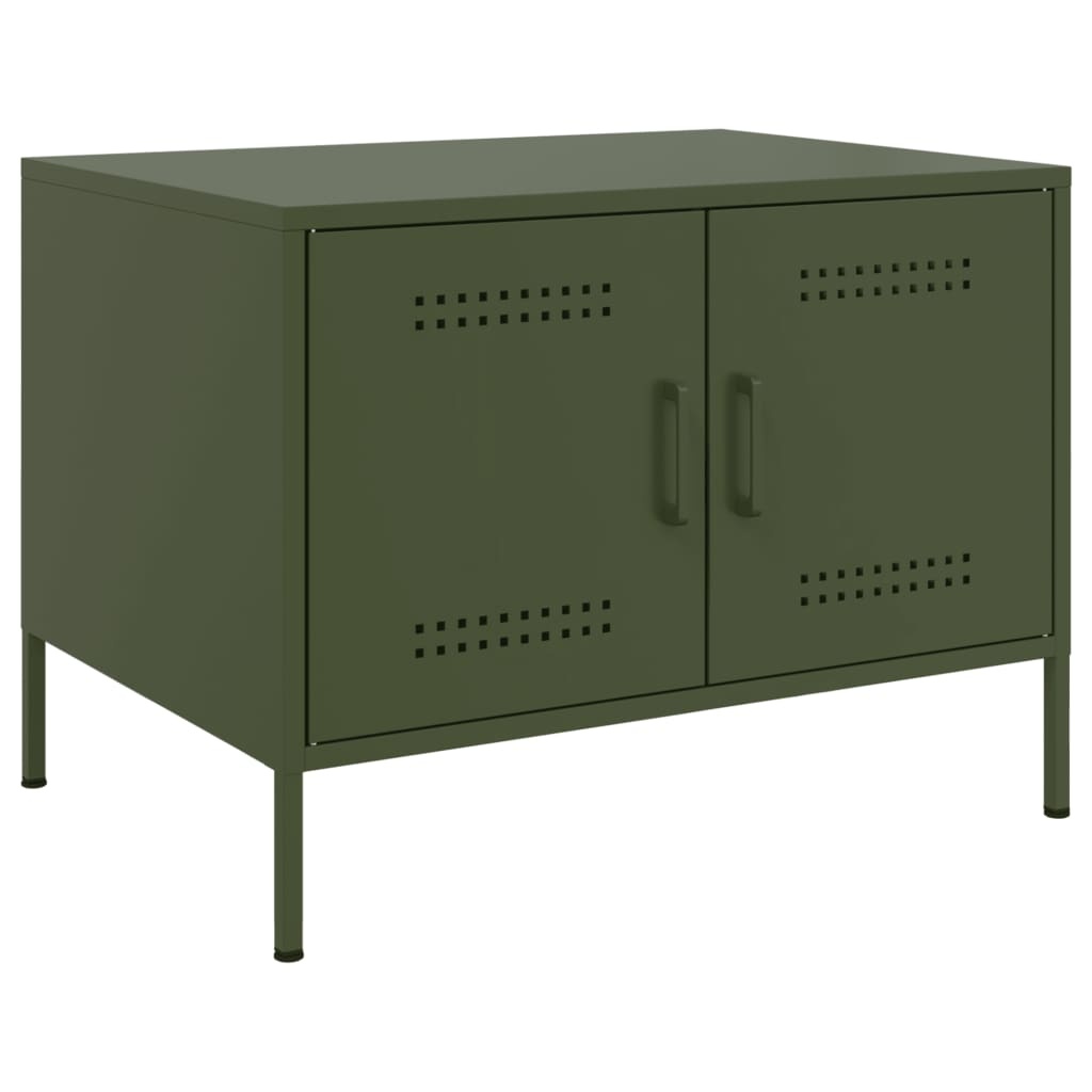 VidaXL Salontafel 68x50x50,5 cm koudgewalst staal olijfgroen