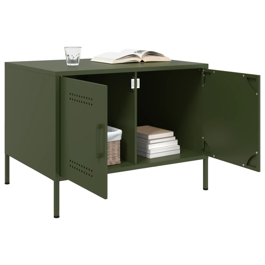 VidaXL Salontafel 68x50x50,5 cm koudgewalst staal olijfgroen