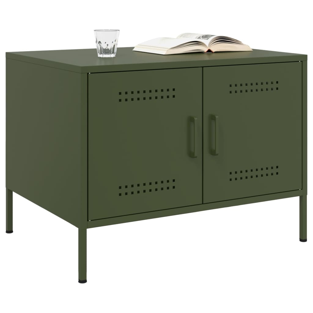 VidaXL Salontafel 68x50x50,5 cm koudgewalst staal olijfgroen
