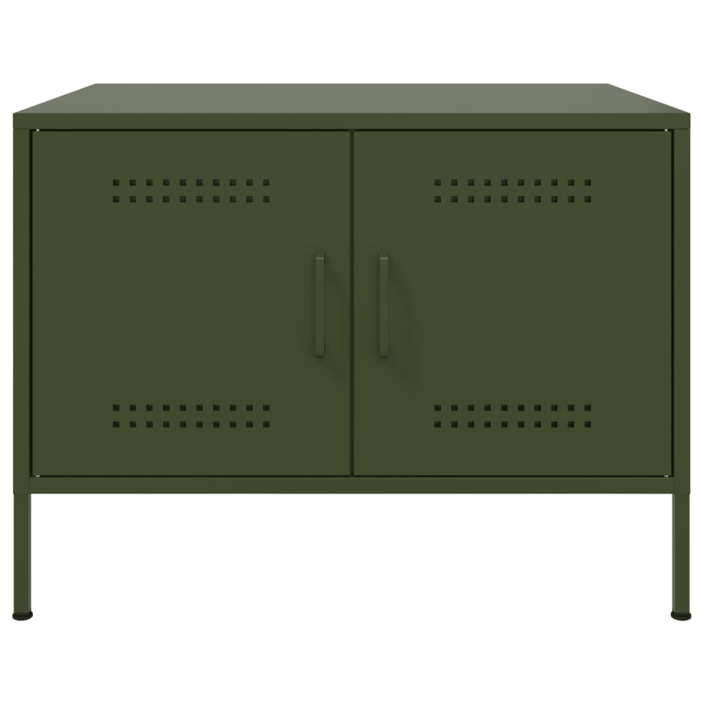 VidaXL Salontafel 68x50x50,5 cm koudgewalst staal olijfgroen