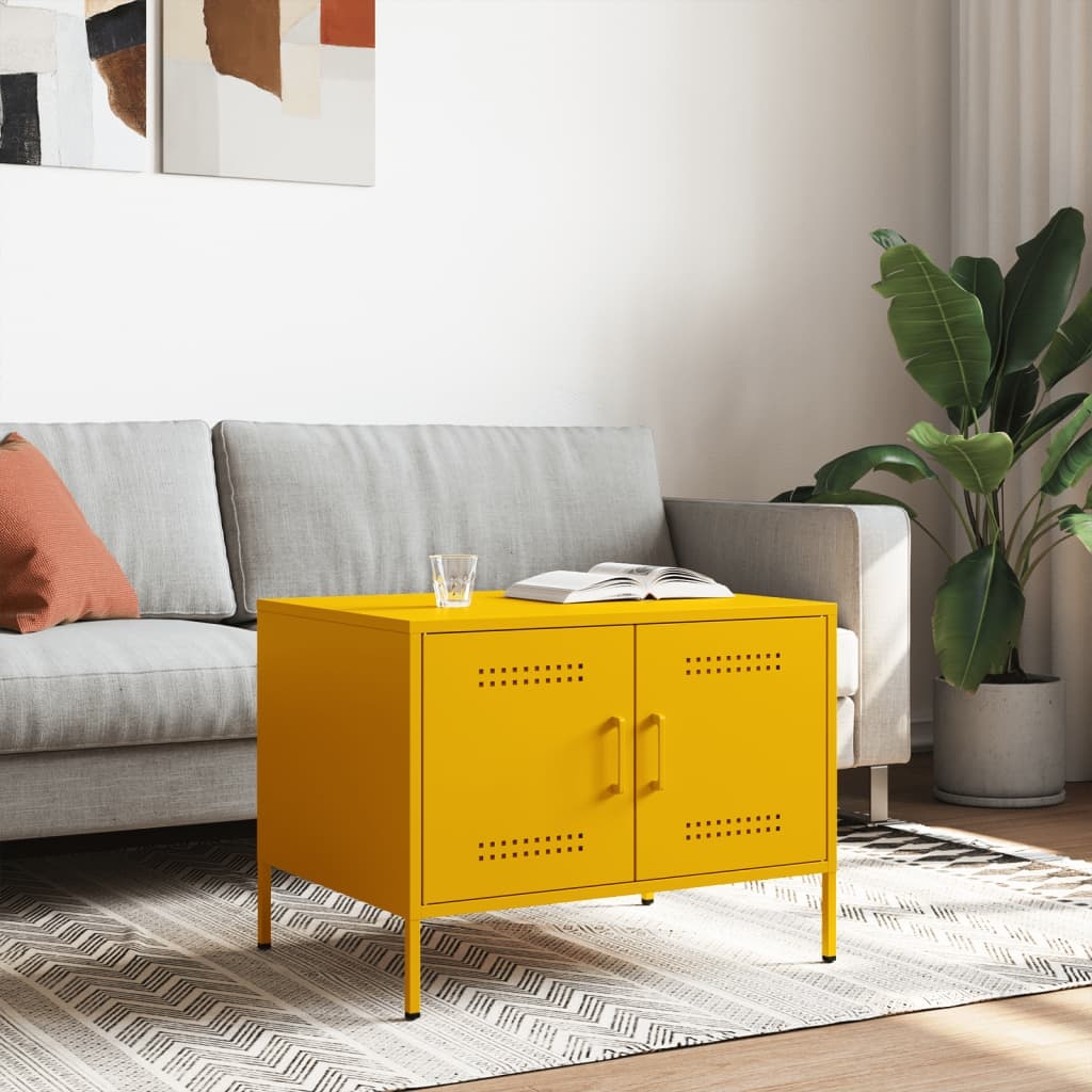 VidaXL Salontafel 68x50x50,5 cm koudgewalst staal mosterdgeel