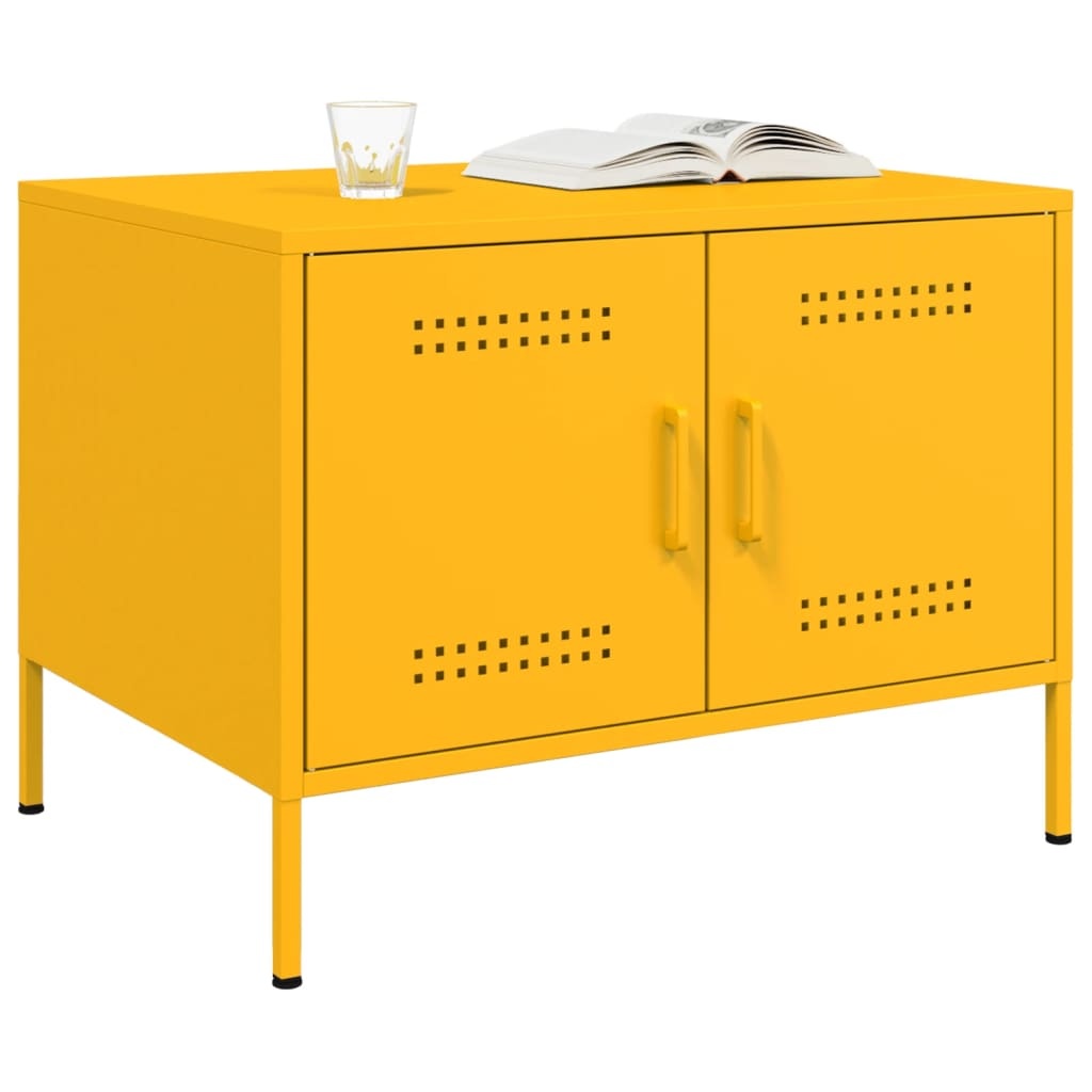 VidaXL Salontafel 68x50x50,5 cm koudgewalst staal mosterdgeel