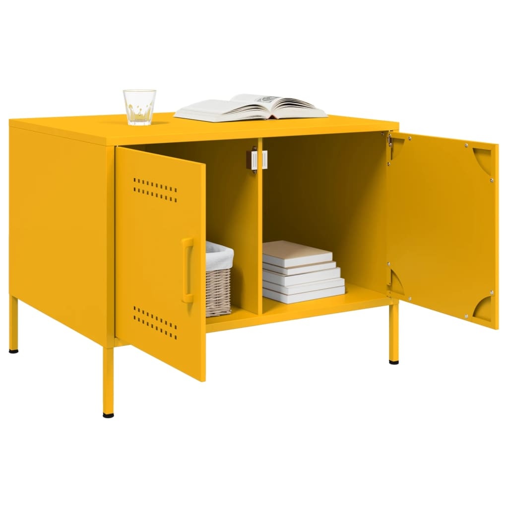 VidaXL Salontafel 68x50x50,5 cm koudgewalst staal mosterdgeel