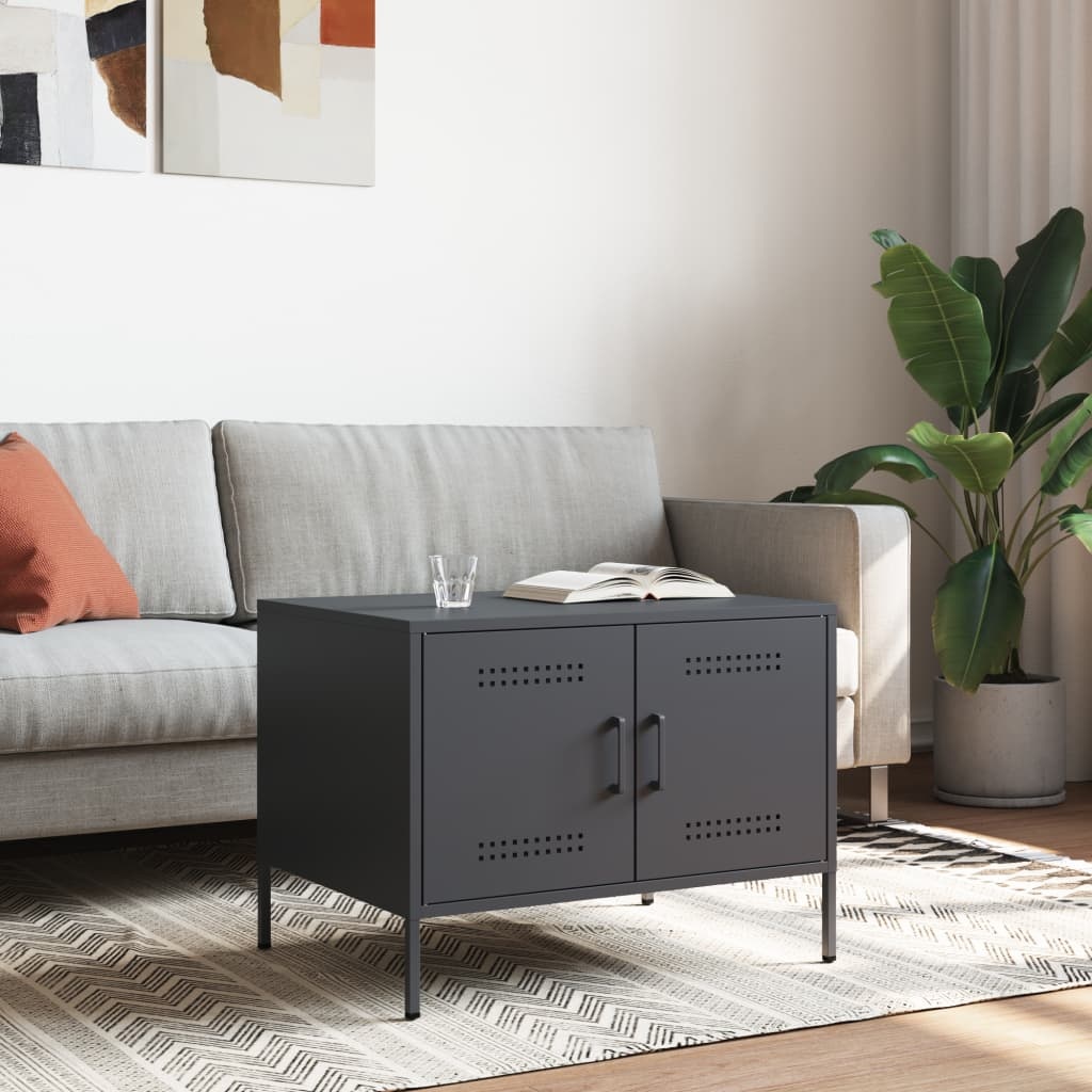 VidaXL Salontafel 68x50x50,5 cm koudgewalst staal antracietkleurig