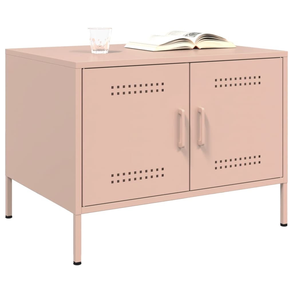 VidaXL Salontafel 68x50x50,5 cm koudgewalst staal roze