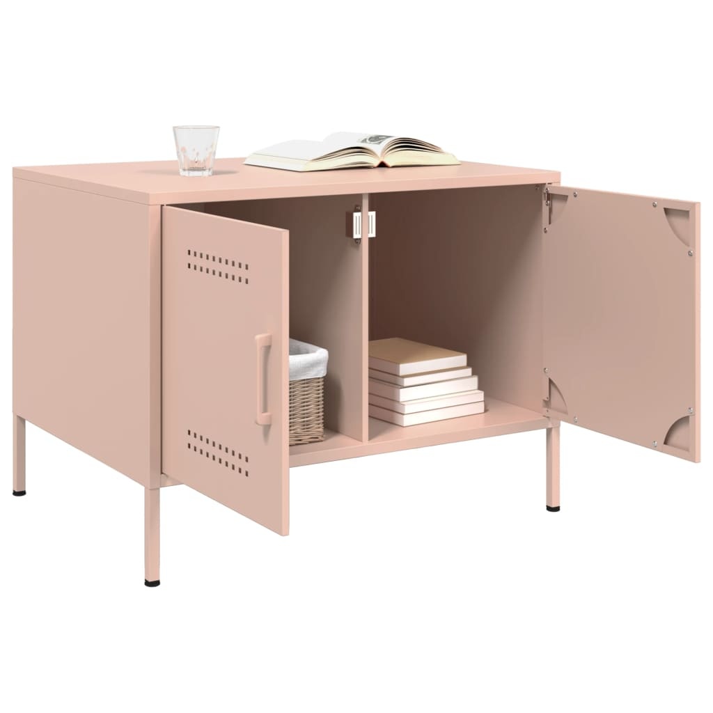 VidaXL Salontafel 68x50x50,5 cm koudgewalst staal roze