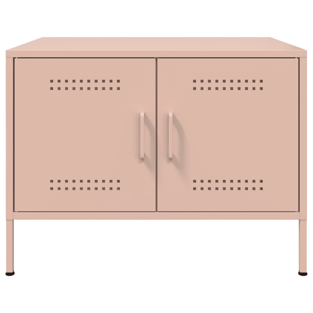 VidaXL Salontafel 68x50x50,5 cm koudgewalst staal roze