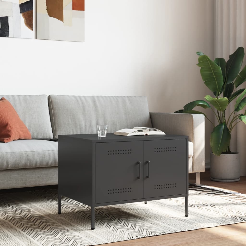 VidaXL Salontafel 68x50x50,5 cm koudgewalst staal zwart