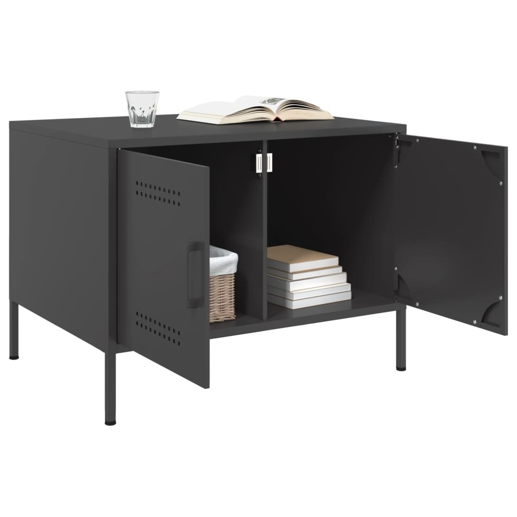 VidaXL Salontafel 68x50x50,5 cm koudgewalst staal zwart