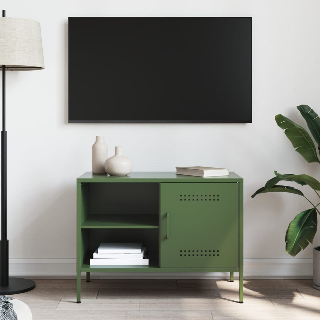 VidaXL Tv-meubel 68x39x50,5 cm staal olijfgroen
