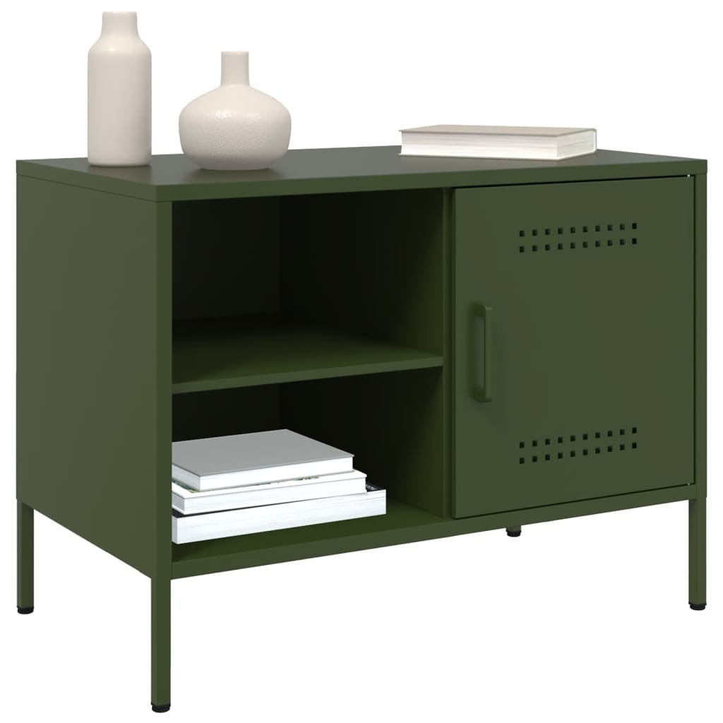 VidaXL Tv-meubel 68x39x50,5 cm staal olijfgroen