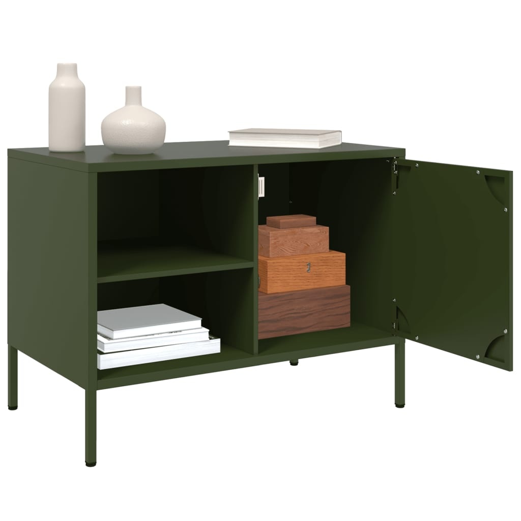 VidaXL Tv-meubel 68x39x50,5 cm staal olijfgroen