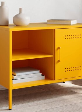 VidaXL Tv-meubel 68x39x50,5 cm staal mosterdgeel