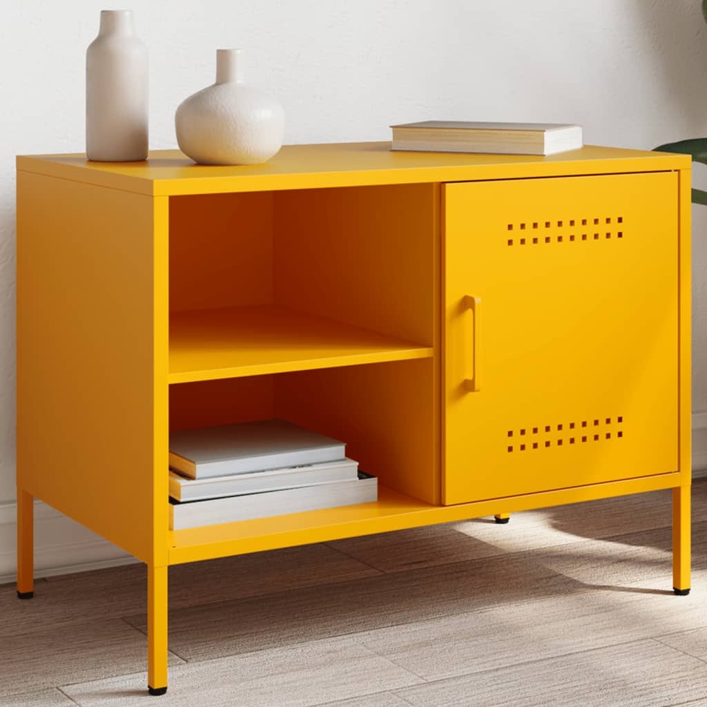 VidaXL Tv-meubel 68x39x50,5 cm staal mosterdgeel