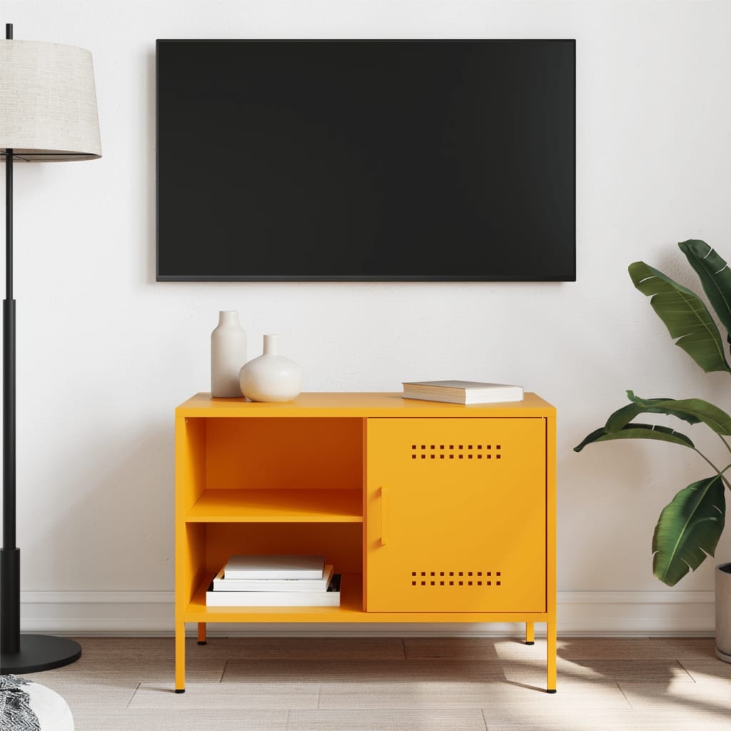 VidaXL Tv-meubel 68x39x50,5 cm staal mosterdgeel