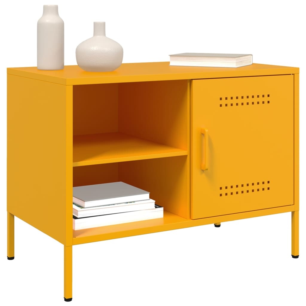 VidaXL Tv-meubel 68x39x50,5 cm staal mosterdgeel