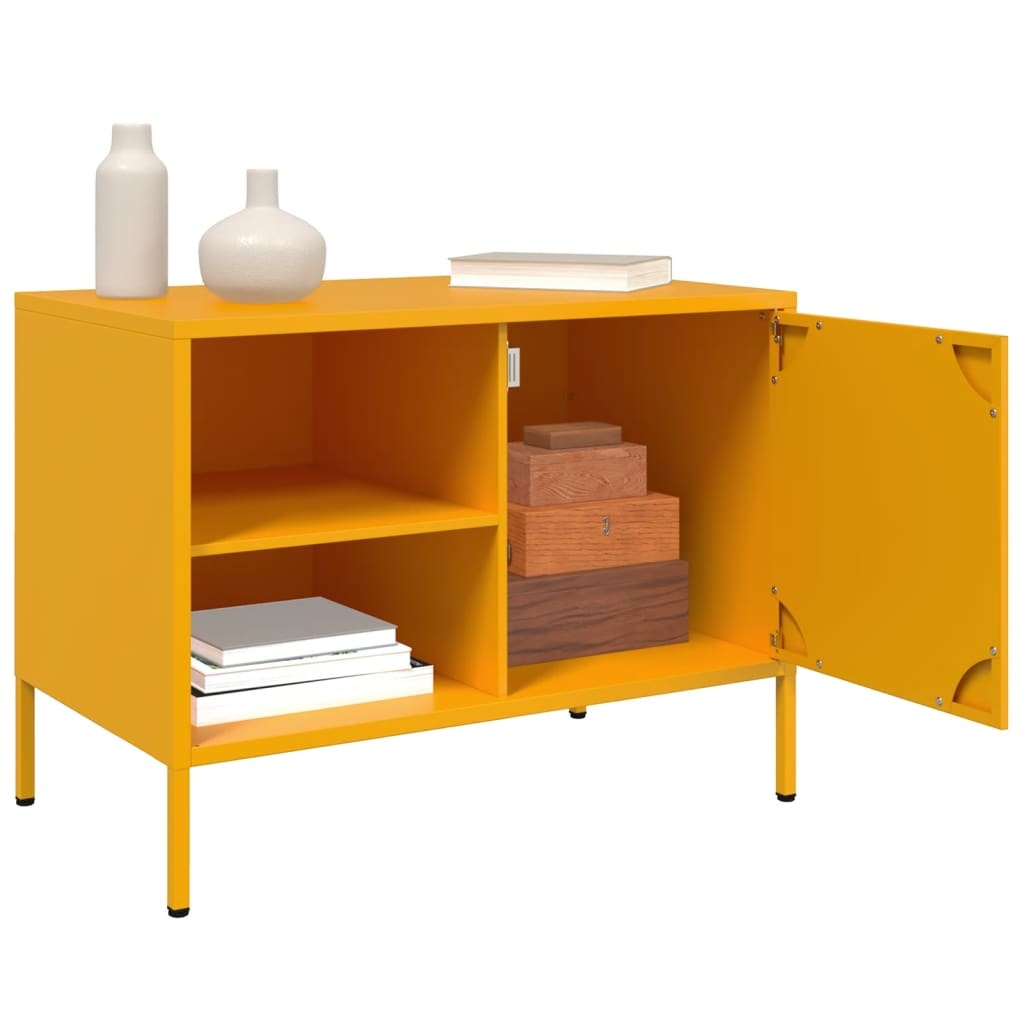 VidaXL Tv-meubel 68x39x50,5 cm staal mosterdgeel