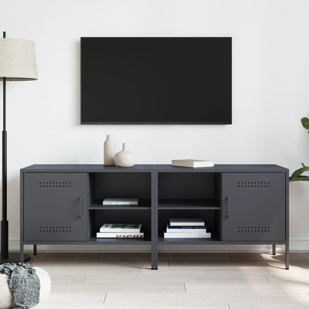 VidaXL Tv-meubelen 2 st 68x39x50,5 cm staal antracietkleurig