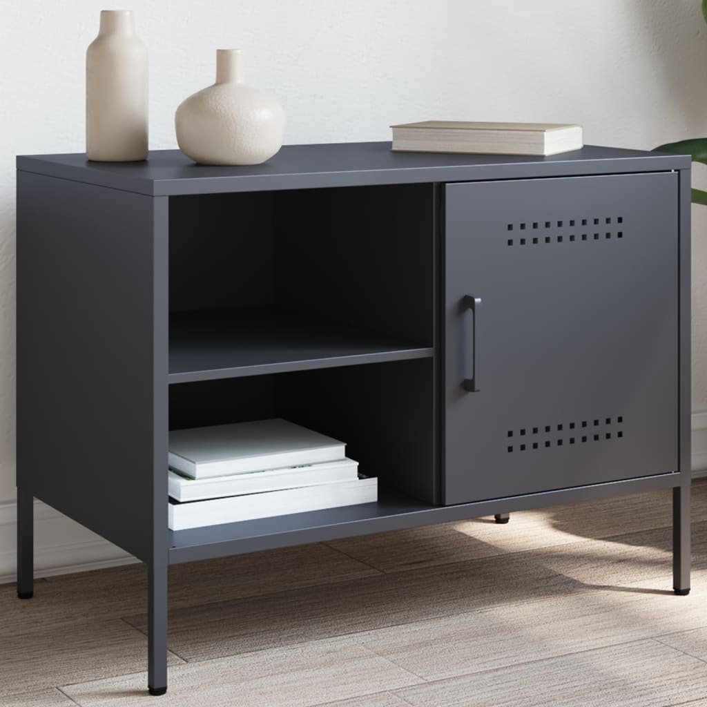 VidaXL Tv-meubel 68x39x50,5 cm staal antracietkleurig