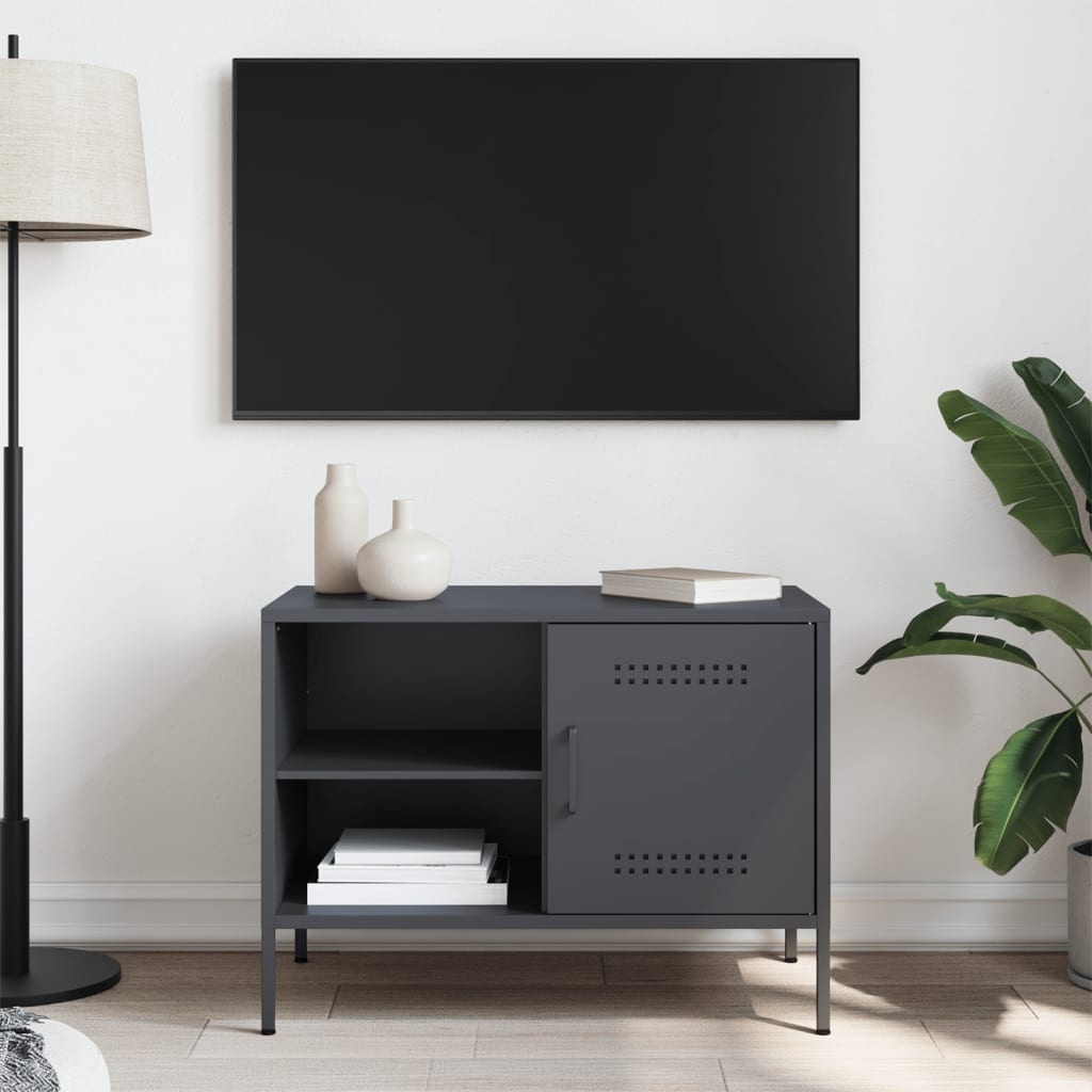 VidaXL Tv-meubel 68x39x50,5 cm staal antracietkleurig