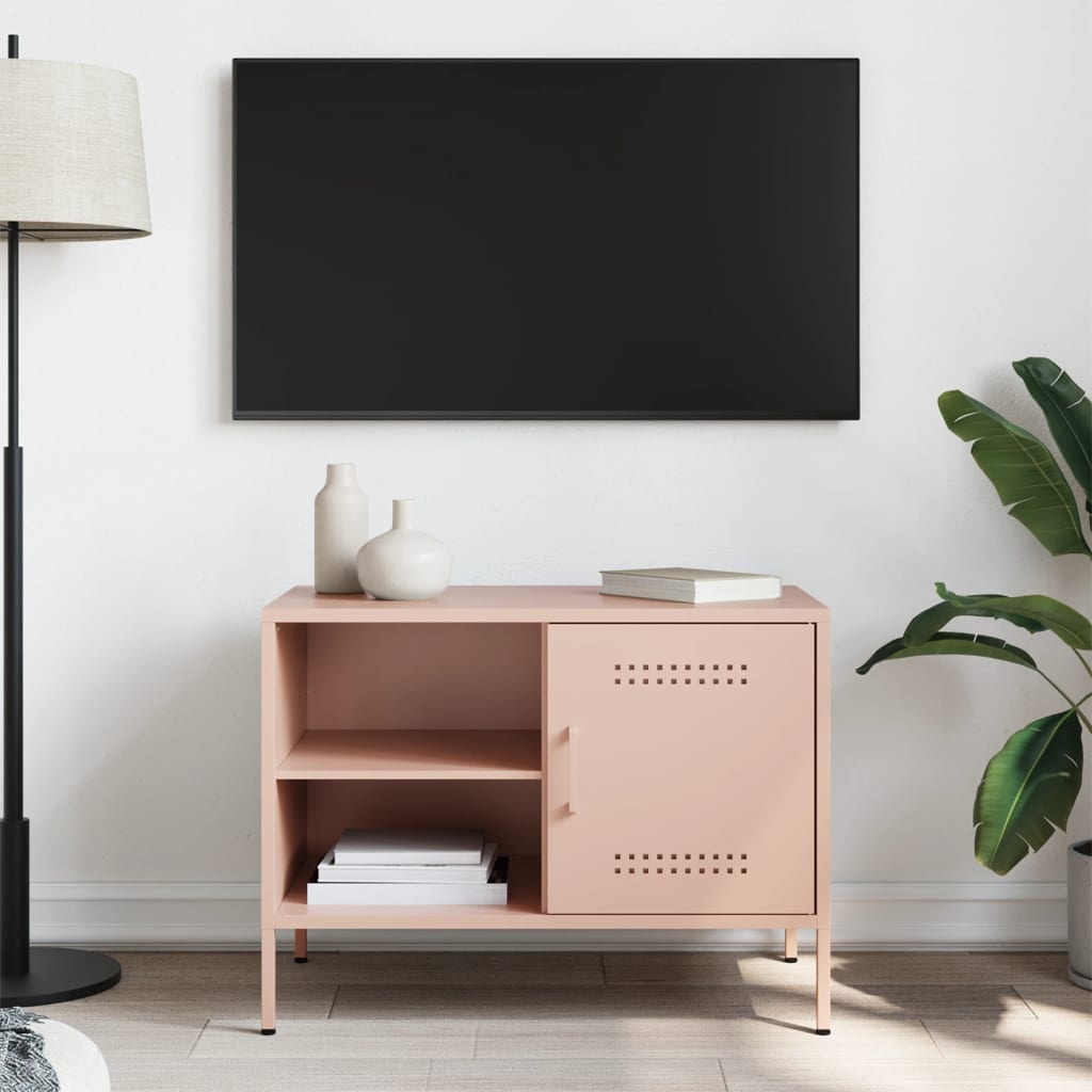 VidaXL Tv-meubel 68x39x50,5 cm staal roze