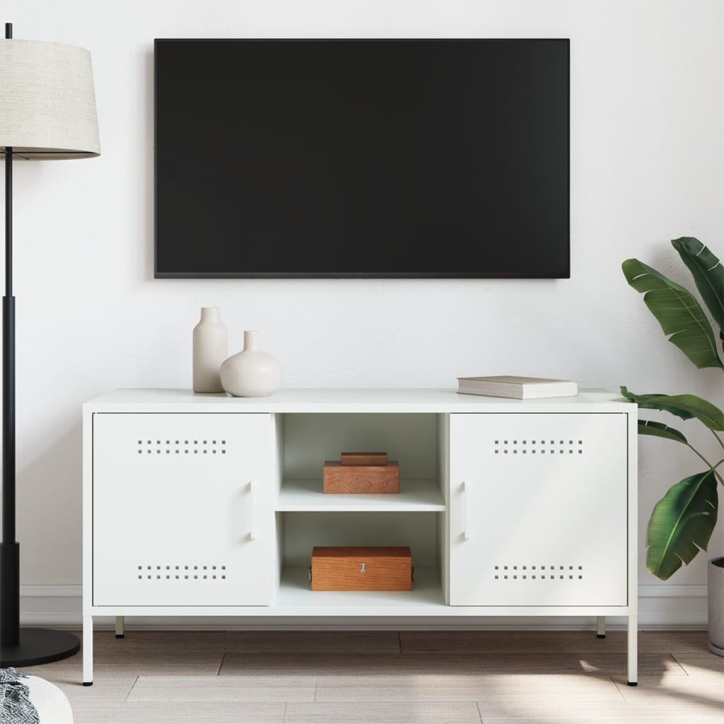 VidaXL Tv-meubel 100,5x39x50,5 cm staal wit