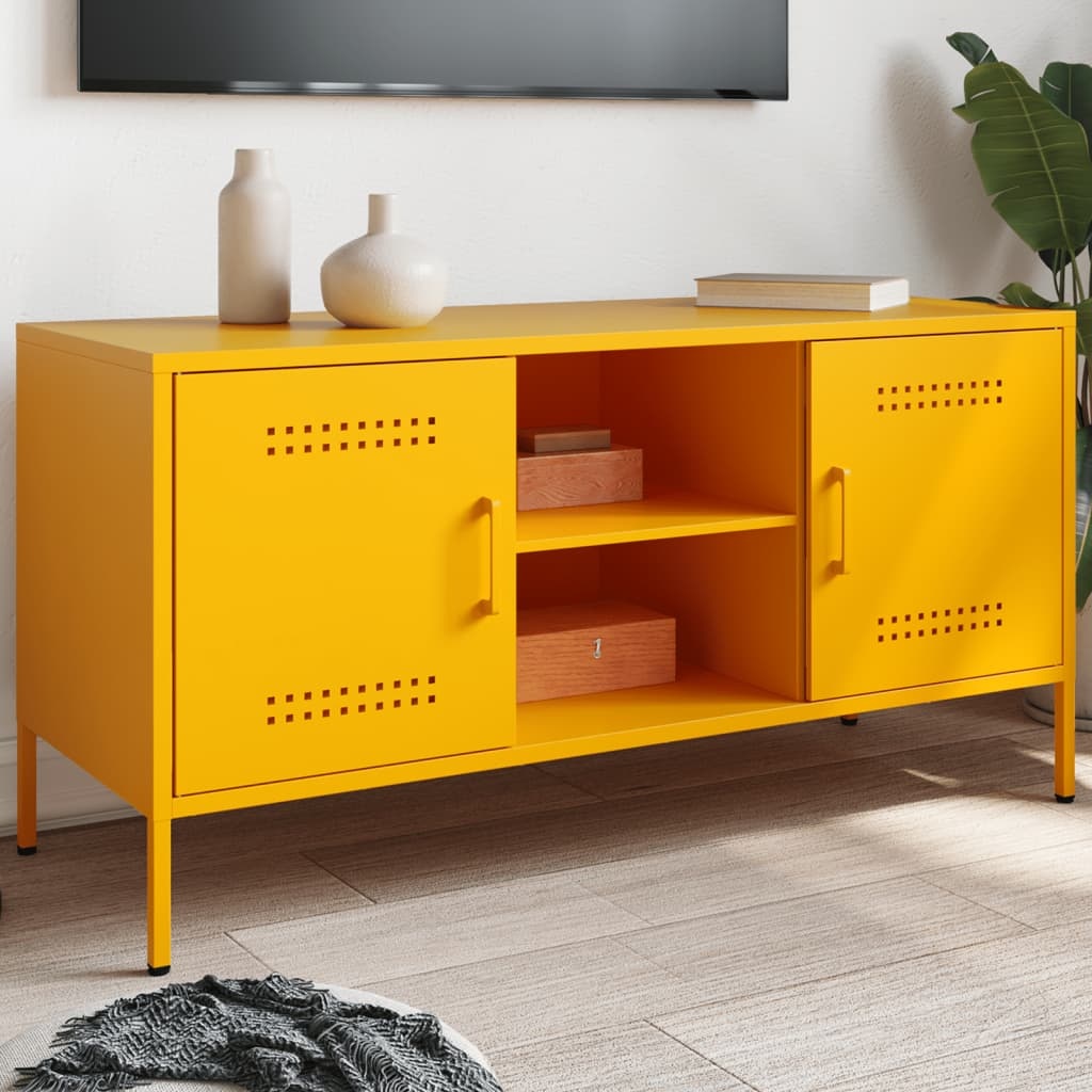 VidaXL Tv-meubel 100,5x39x50,5 cm staal mosterdgeel
