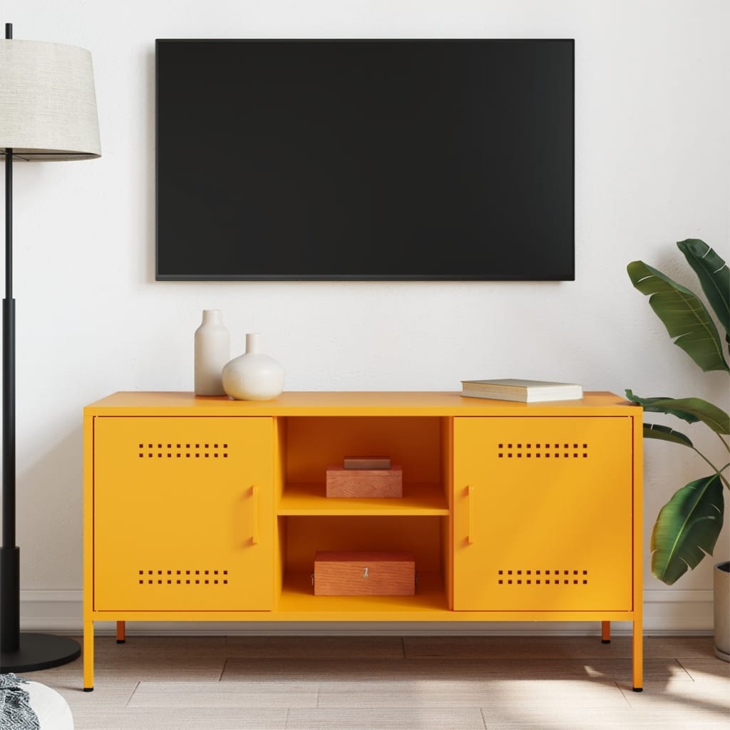 VidaXL Tv-meubel 100,5x39x50,5 cm staal mosterdgeel