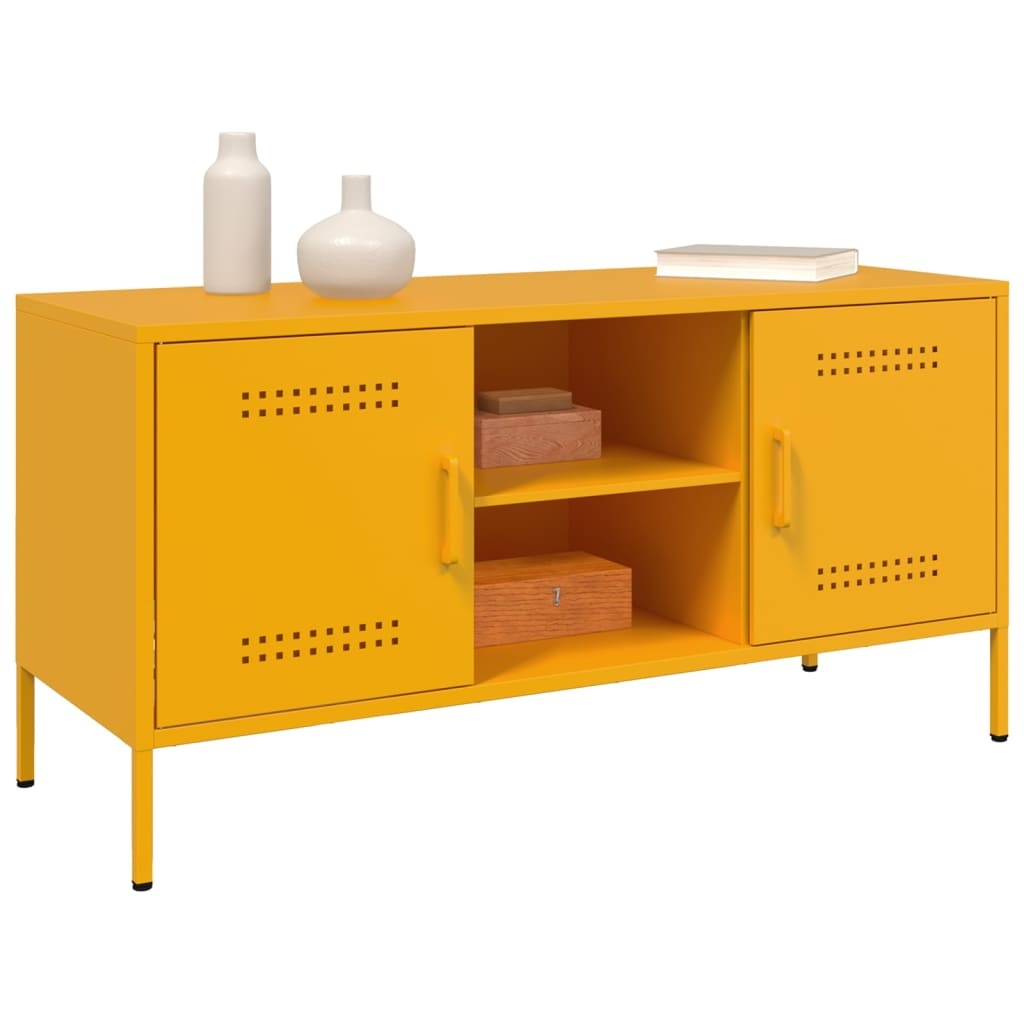 VidaXL Tv-meubel 100,5x39x50,5 cm staal mosterdgeel