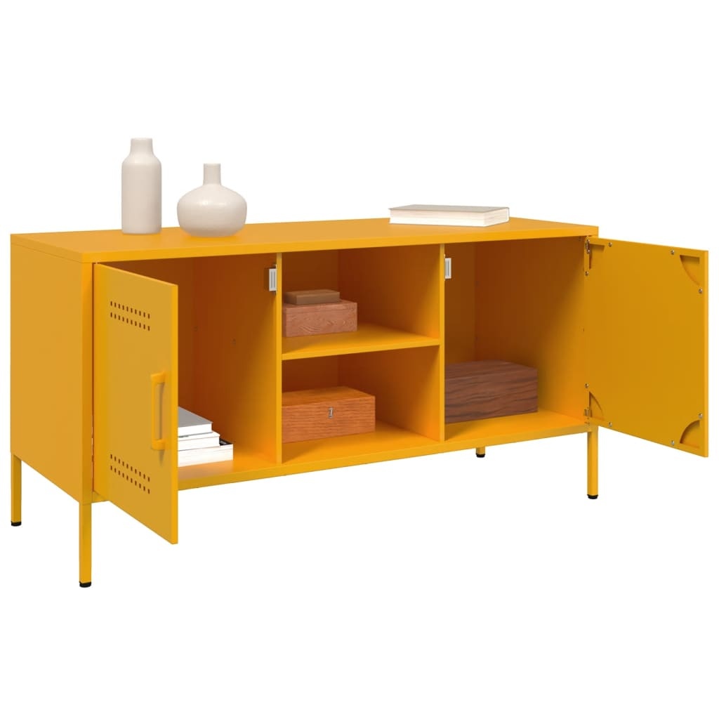 VidaXL Tv-meubel 100,5x39x50,5 cm staal mosterdgeel