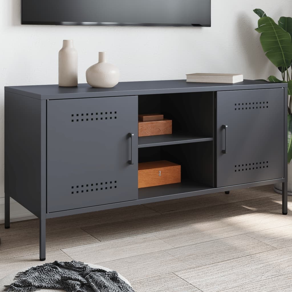 VidaXL Tv-meubel 100,5x39x50,5 cm staal antracietkleurig