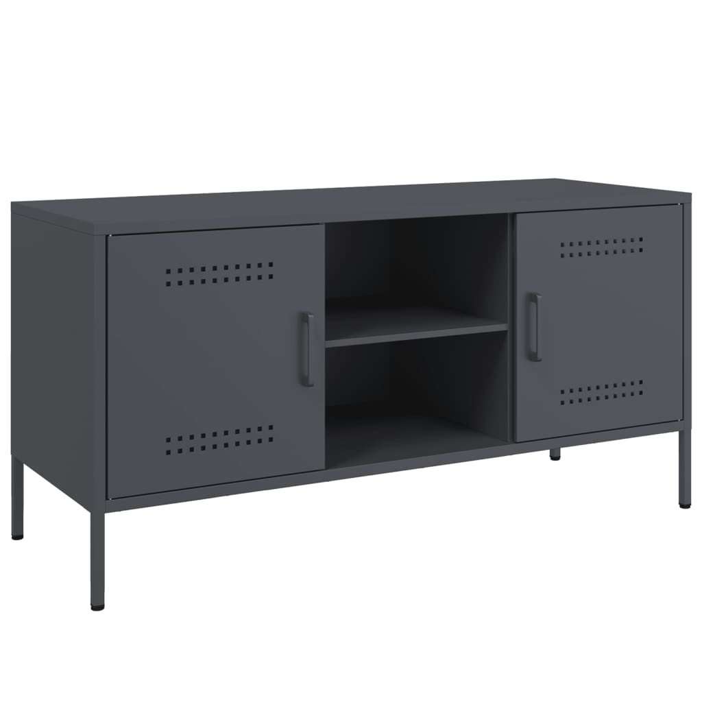 VidaXL Tv-meubel 100,5x39x50,5 cm staal antracietkleurig