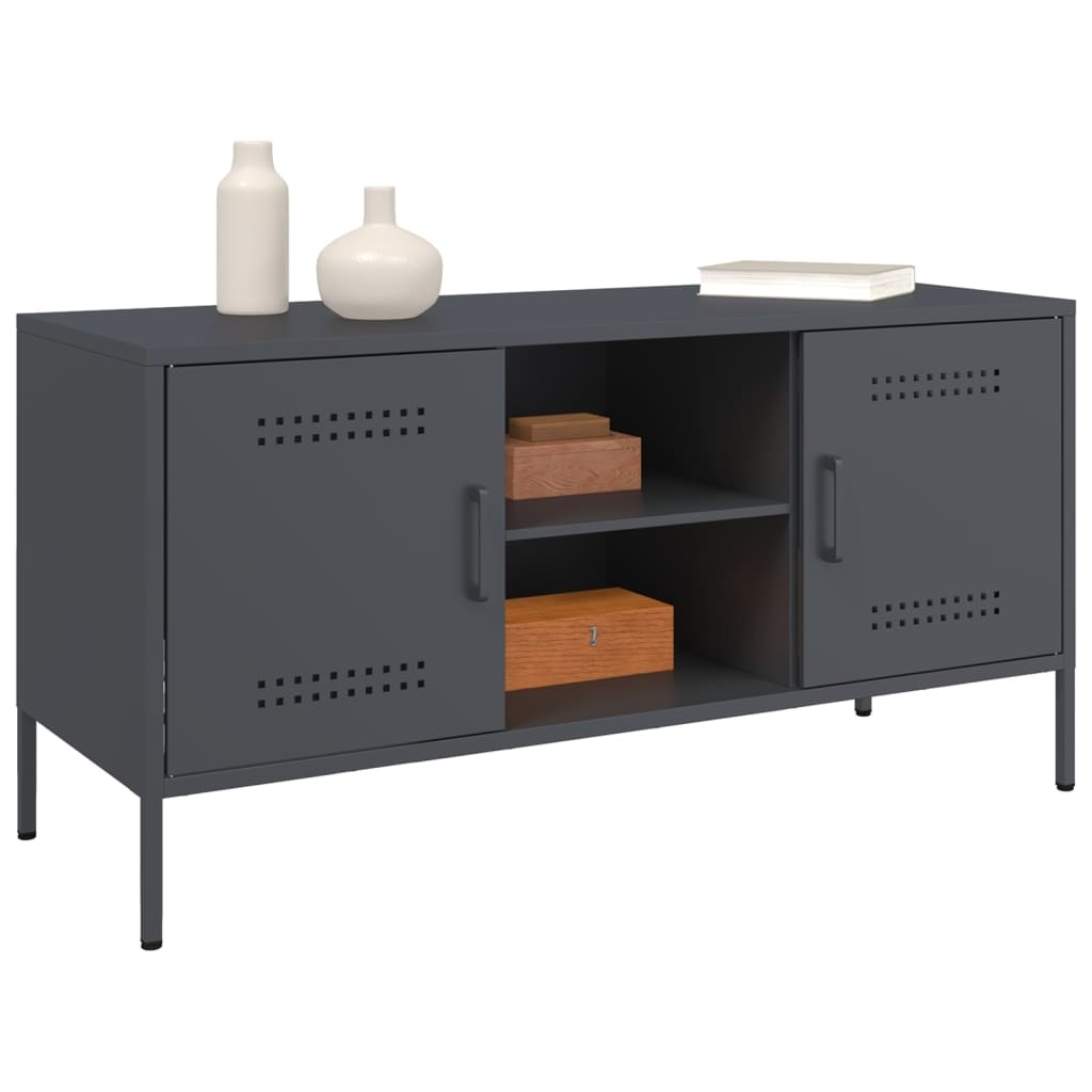 VidaXL Tv-meubel 100,5x39x50,5 cm staal antracietkleurig