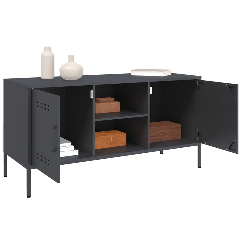 VidaXL Tv-meubel 100,5x39x50,5 cm staal antracietkleurig