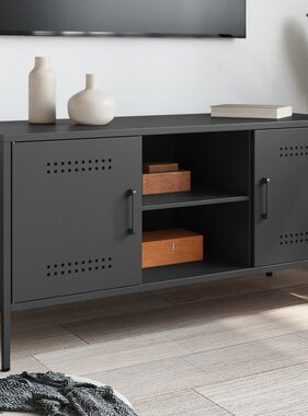 VidaXL Tv-meubel 100,5x39x50,5 cm staal zwart