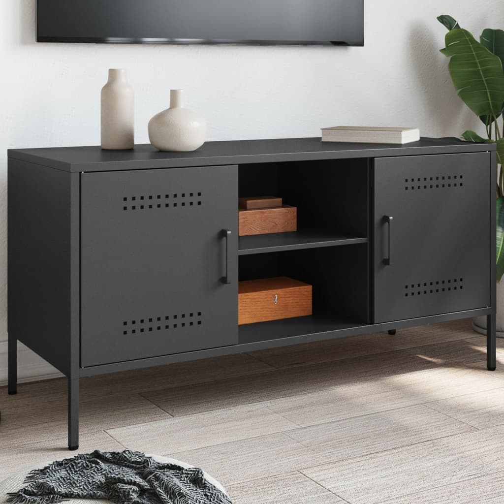 VidaXL Tv-meubel 100,5x39x50,5 cm staal zwart