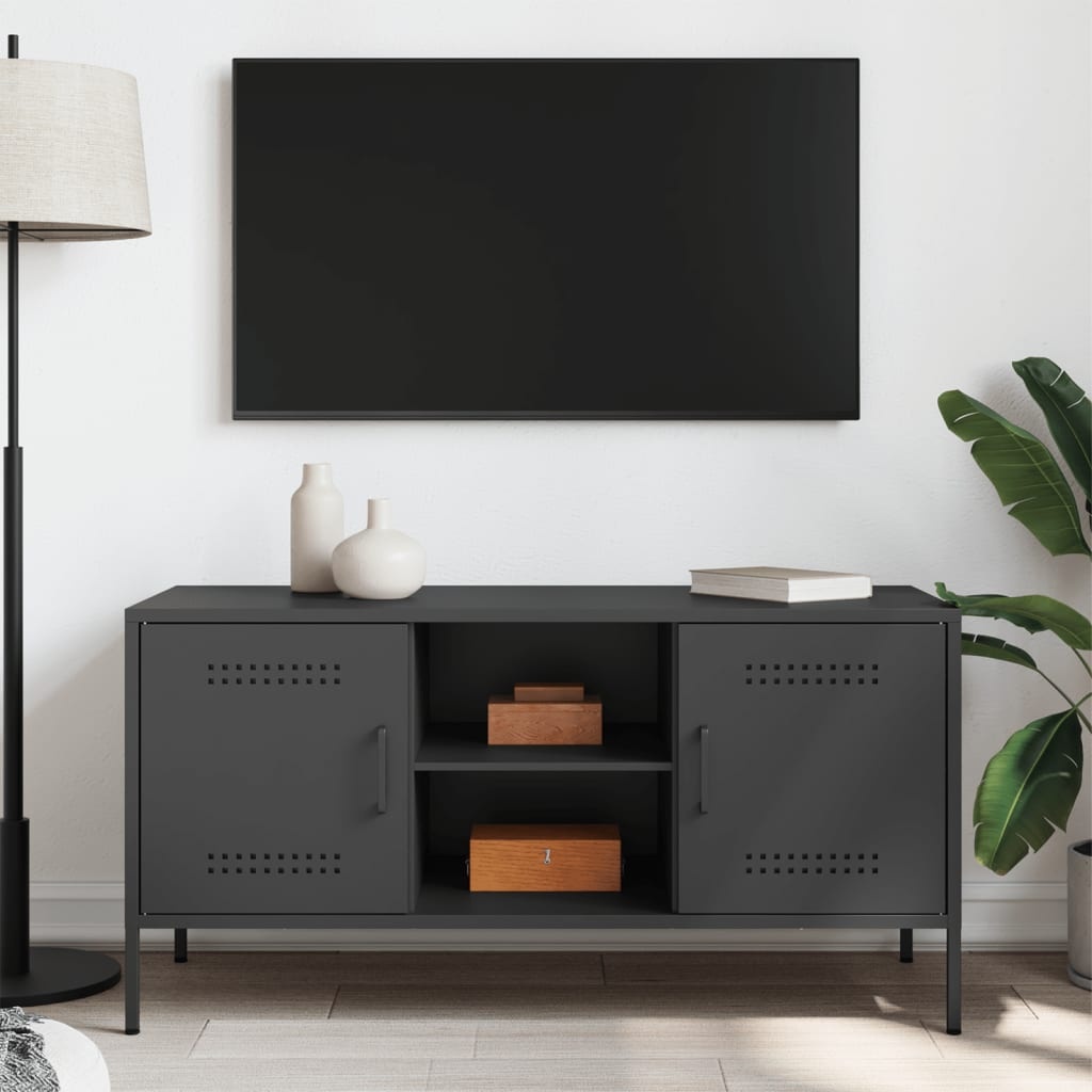 VidaXL Tv-meubel 100,5x39x50,5 cm staal zwart