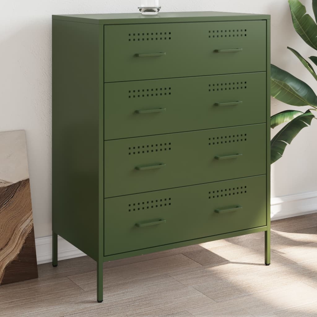 VidaXL Dressoir 68x39x89 cm staal olijfgroen