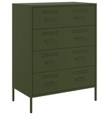 VidaXL Dressoir 68x39x89 cm staal olijfgroen