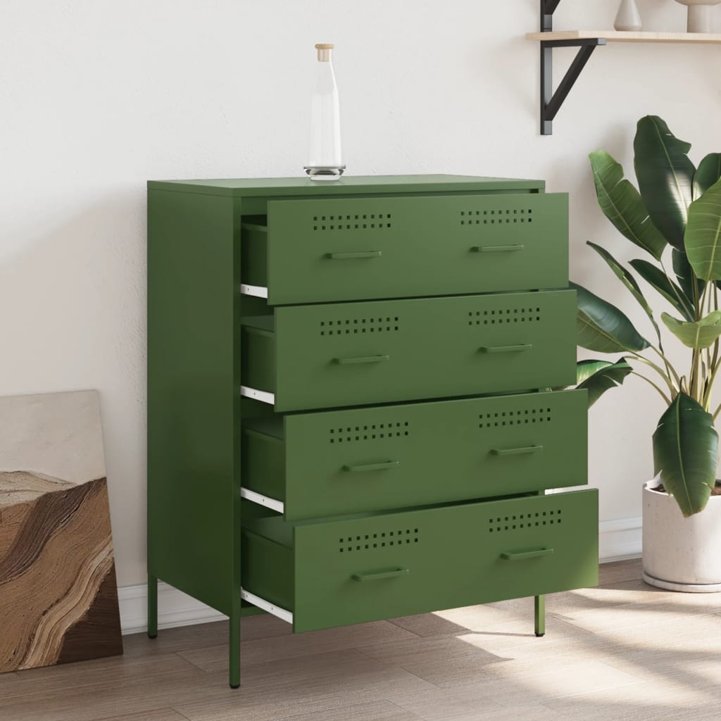 VidaXL Dressoir 68x39x89 cm staal olijfgroen