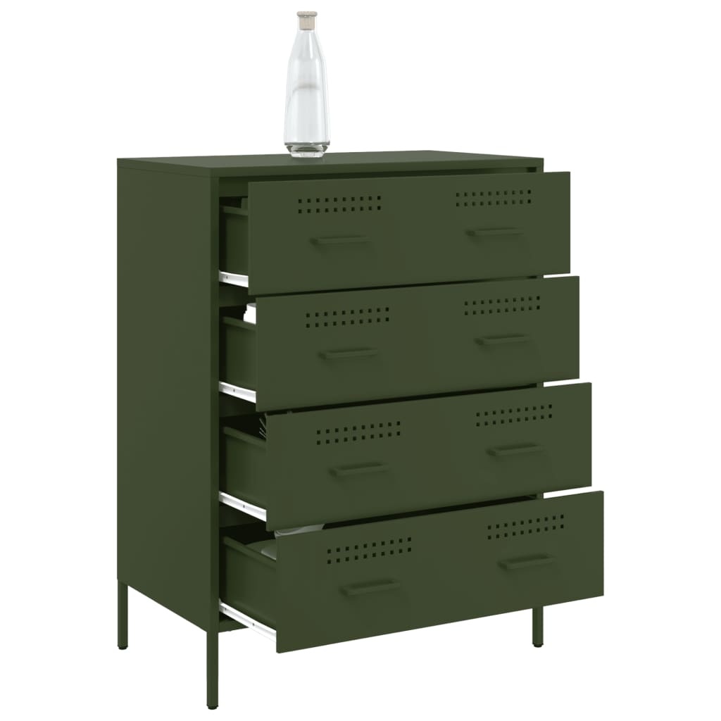 VidaXL Dressoir 68x39x89 cm staal olijfgroen