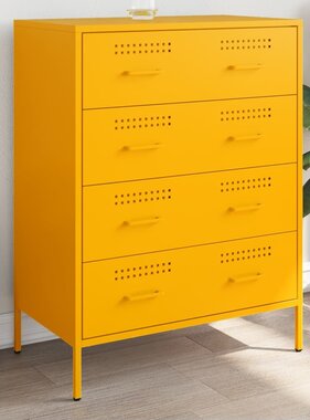 VidaXL Dressoir 68x39x89 cm staal mosterdgeel