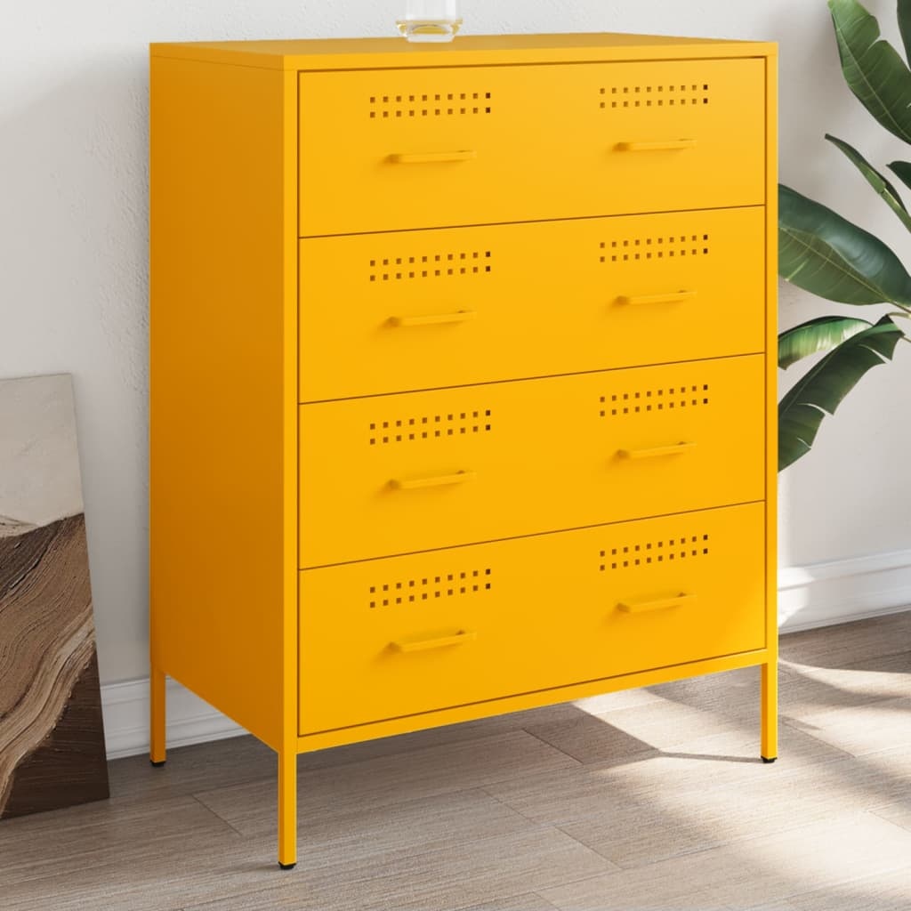VidaXL Dressoir 68x39x89 cm staal mosterdgeel