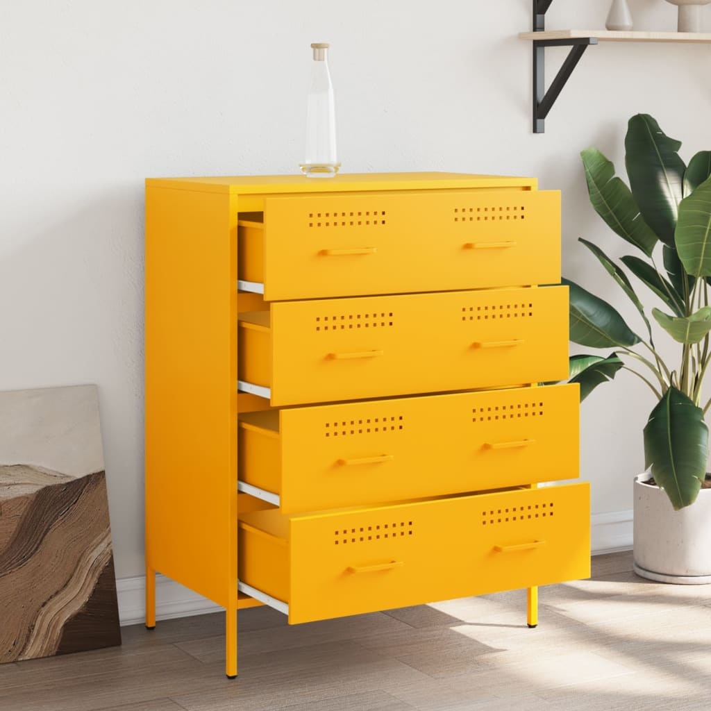 VidaXL Dressoir 68x39x89 cm staal mosterdgeel