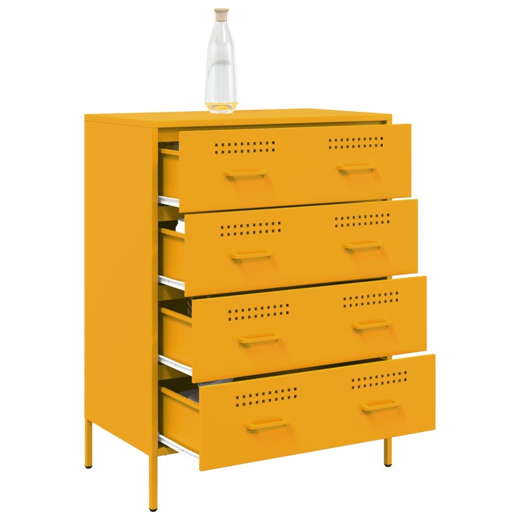 VidaXL Dressoir 68x39x89 cm staal mosterdgeel