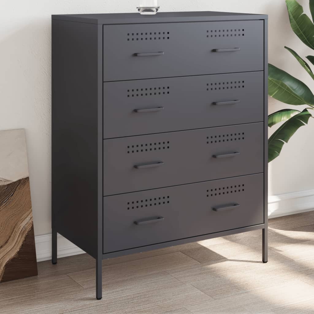 VidaXL Dressoir 68x39x89 cm staal antracietkleurig