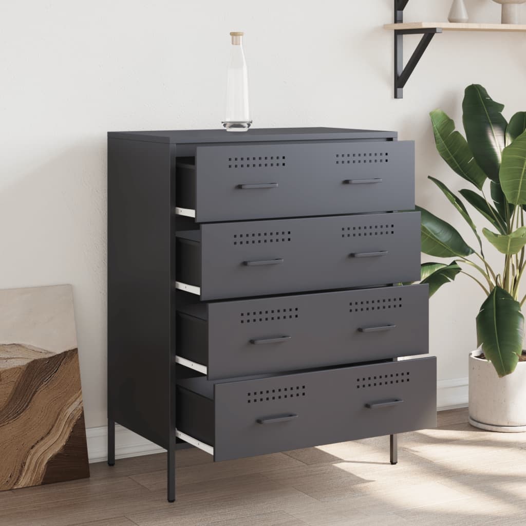 VidaXL Dressoir 68x39x89 cm staal antracietkleurig