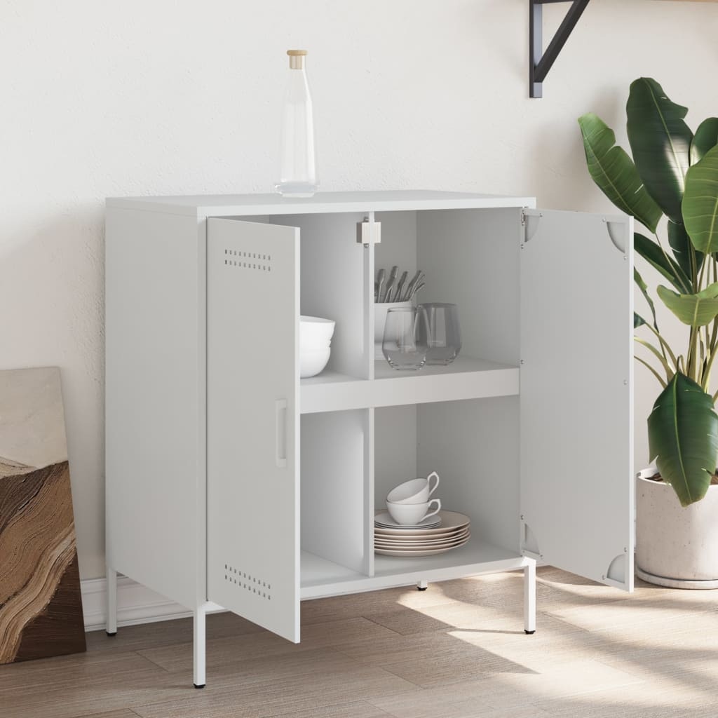 VidaXL Dressoir 68x39x79 cm staal wit